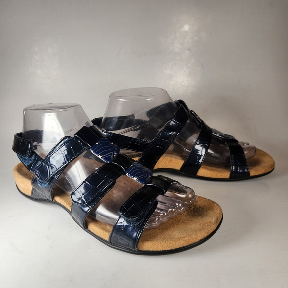 Vionic Shoes - VIONIC Women's Amber Sandal 39 / 7 Blue Leather Strappy Comfort Orthotic Shoes